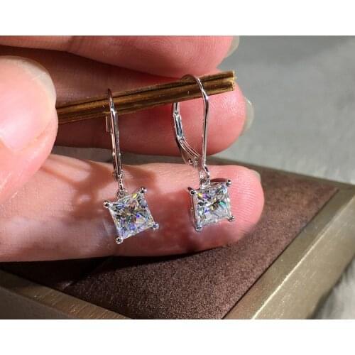 2021 New Square CZ Drop Earrings For Women With Bling AAAAA ZIrcon Stone Fashion Jewelry Cute Korean Plata Earrings