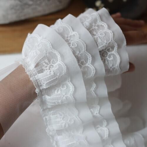 1meter black and white three-layer chiffon lace pleated skirt cuffs baby clothes skirt plus long skirt fabric accessories