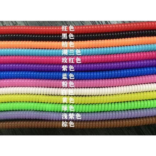 10pcs/lot Solid Color TPU spiral USB Charger cable cord protector wrap cable winder for charging cables organizer, Length 50cm