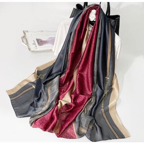 2021 Women Silk Winter Scarf Luxury Design Print Lady Beach Shawl Scarves Fashion Smooth Foulard Female Hijab