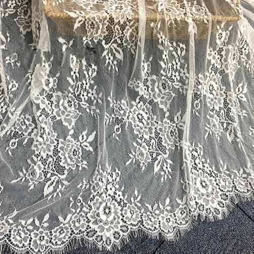3M/Lot Exquisite Eyelash Lace White Lace Fabric Wholesale Prices Wedding Dress Sexy Lingerie DIY Clothes Accessory