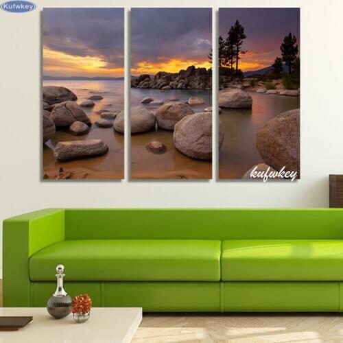 3pcs,5d diy Full square Diamond Painting Cross Stitch seaside scenery home decoration painting,Diamond Embroidery,Diamond mosaic