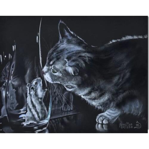 Mouse and cat kiss diamond painting 5d Diy diamond embroidery cartoon Cross Stitch Kits Rhinestone Mosaic Home DecorationZP-1179