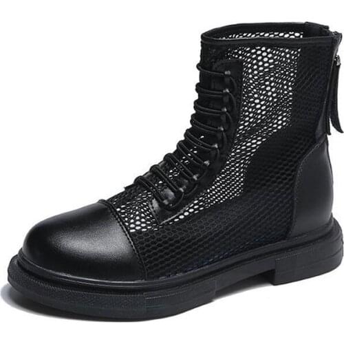 Martin boots female British style spring and summer breathable thin mesh mesh boots wild tide short boots sandals C717