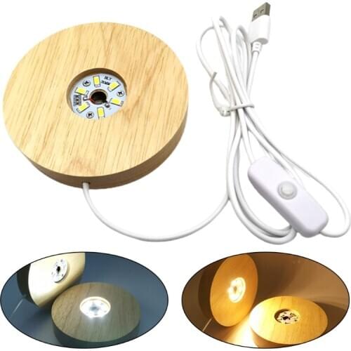 Wooden 3D Night Light Round Base Holder LED Display Stand for Crystals Glass Ball Illumination Lighting Accessories Dropshipping
