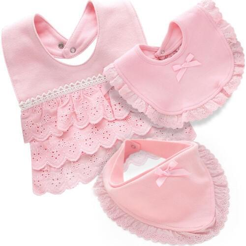 Lawadka Baby Bibs For Girls 100% Cotton Newborn Princess Lace Bow Baby Bibs Cute Girls Boys Burp Cloth Infant Saliva Towels