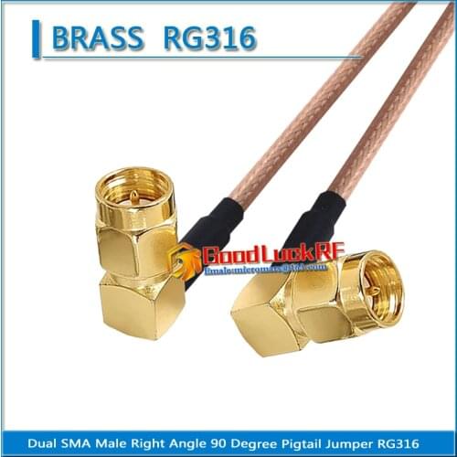 1X Pcs SMA Male Right Angle 90 Degree to SMA Male Right Angle 90 Degree Pigtail Jumper RG316 Cable Dual SMA Male Right Angle