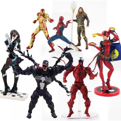 18-24cm Marvel Avengers Spiderman Venom Ironman Deadpool Aquaman Psylocke PVC Action Figure Model Toys Brinquedos Gift for Kids