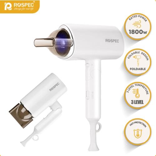 ROSPEC Foldable Hair Dryer Strong Wind Salon Dryer Hot &Cold Dry Hair Ionic Hammer Blower Electric Profesional Hairdryer