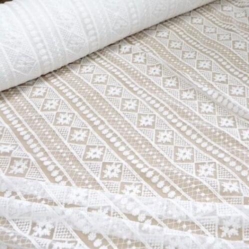 Cotton Embroidery Soft Tulle Nylon lace Fabric For DIY Sewing Bridal Gown Summer Dress Flower Girl Curtain fabric by 2 yards