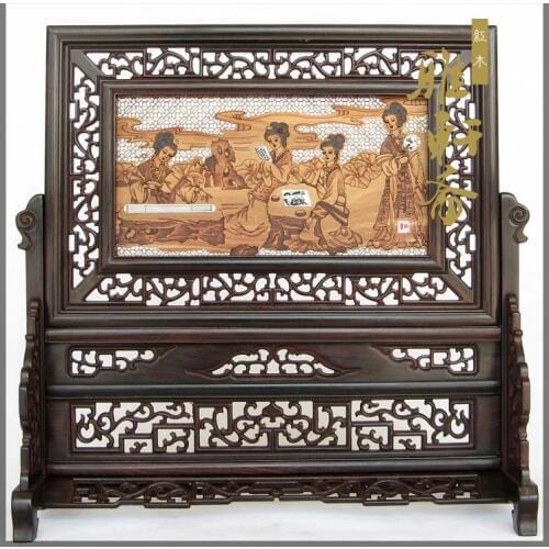 Mahogany crafts, red sandalwood carving, ladies' sandalwood screen, screen