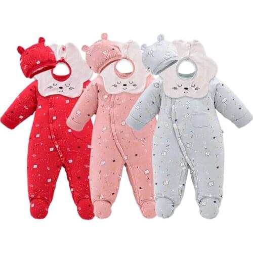 Jumpsuit for kids Winter Baby Rompers 2021 New Girl Boys Thick Cotton Warm Cartoon Cute Overalls 3Pcs clothes for newborns