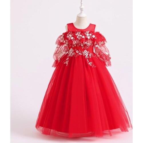 4-14 Years Lace Bridesmaid Girl Party Wedding Dress Elegant Princess Kids Dresses For Girls Children Kids Xmas Gift Clothes