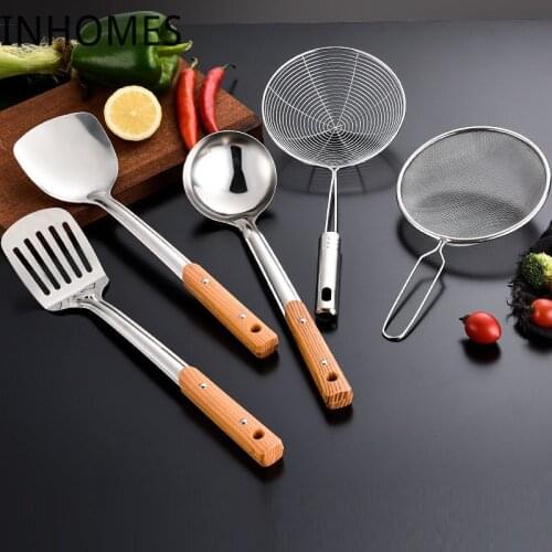 5 pcs Stainless Steel Skimmer Strainer Frying Wok Spatula Kitchenware Slotted Turner Rice Spoon Cooking Utensil Set Dropshipping