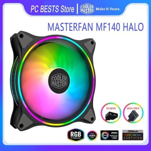 Cooler Master MF140 HALO 140mm Computer Case Cooling fan 5V /3PIN Addressable RGB quiet CPU Cooler Water Cooling Replace Fan