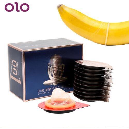 OLO 10 Pieces/Pack Ultra Thin Natural Latex Super Sensitivity Condoms Sex Toys for Men Penis Cock Sleeve Smooth Hyaluronic Acids