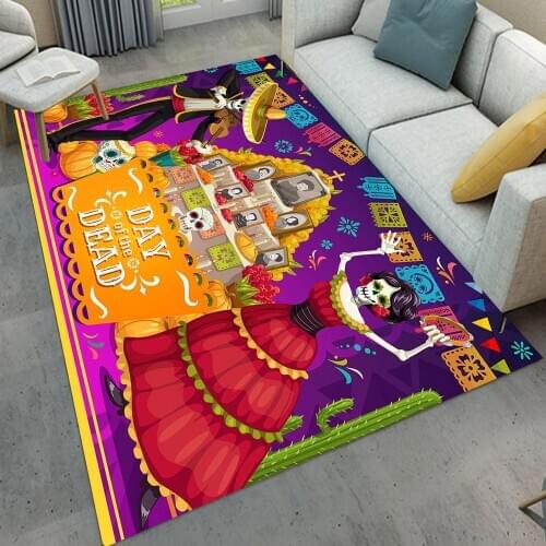 LB Halloween Rug Skull Cartoon Carpet Outdoor Entrance Floor Rugs For Bedroom Kitchen Hallway Doormat Anti-slip Door Mat