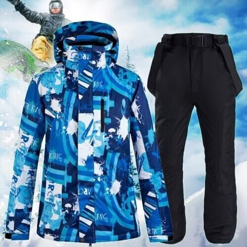 Ski Suit Men Snowboard Jacket Suit Pants Winter Warm Sports Clothing Windproof Waterproof Outdoor Skiing Equipment
