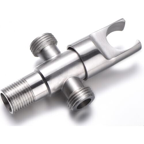 Multifunction Stainless Steel 3Ways T Valves With Holder Bathroom Accessories Water Diverter Wall Mounted Shower Fix Bracket