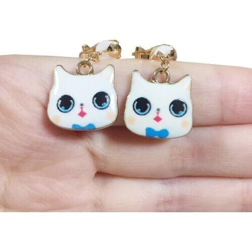 Trendy Cartoon Multi Color Cat Ear Cuff Clip Earrings Clips For Women Girls Clip On Earrings Without Piercing Jewelry Earcuffs
