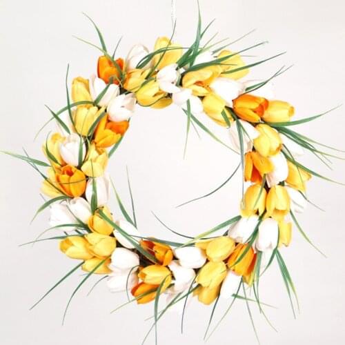 Simulation tulip wreath wreath encryption long leaf wreath home decoration door hanging wall hanging wedding artifical flowers
