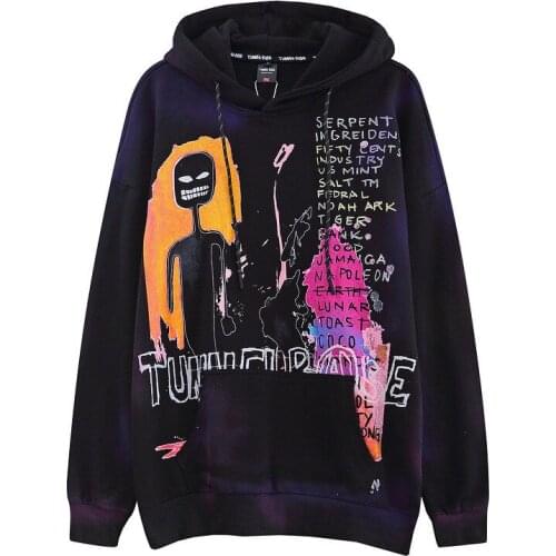 2021 Hi Street Mens Graffiti Oversized Hip Hop Hoodie With Hood Streetwear Painted Pullover Sweatshirt Loose Fit Hoody Tops
