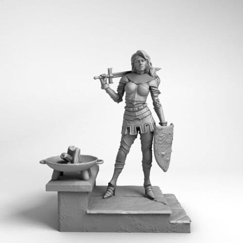 1/24 Scale Female Warrior Unpainted Resin Figure Building Kit