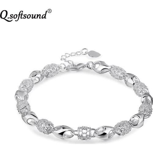 New Hollow out Silver Color Bracelets & Bangles for Women Gifts Luxury Fashion Lady Jewelry Armbanden Voor Vrouwen Bijoux QB7878