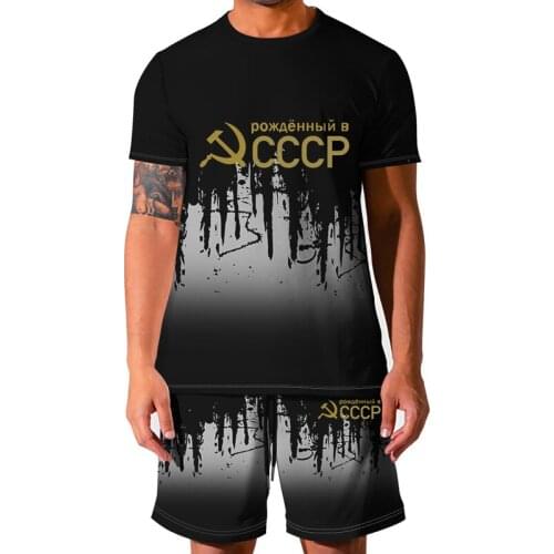 CCCP brand new summer mens and womens suit 3D printing T-shirt shorts fashion hedging quick-drying short-sleeved lace-up pants