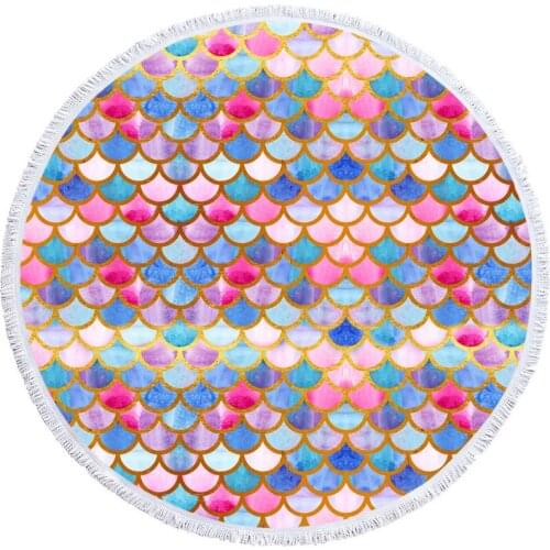 New Mermaid Style Beach Towel 150cm Microfiber Swimming Bath Towel Outdoor Camping Picnic Rest Blanket Beach Mat