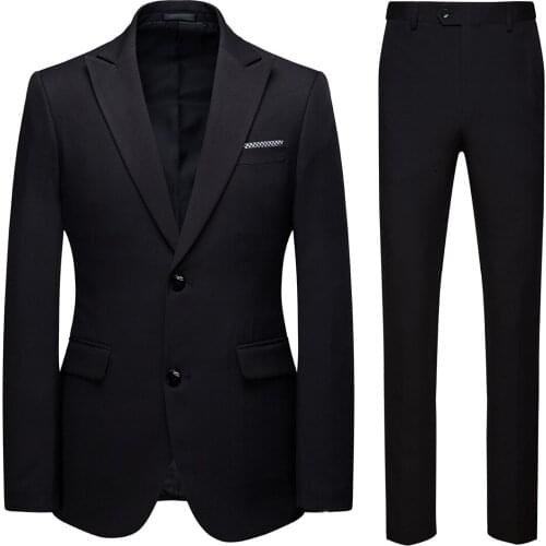 New Style Boutique Business Casual Suit 2 Pieces Set Groom Groomsman Wedding Two Buttons Blazer