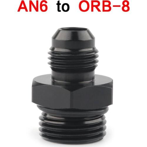 ORB-8 O-ring Boss AN8 8AN to AN6 6AN Male Adapter Fitting Black 6061-T6 aluminum Specification : AN6 to ORB8
