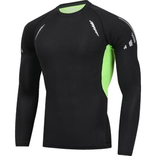 Autumn and Winter Tights Training Clothes Running Clothes Perspiration Quick-drying Long Sleeve Men Sportswear Gym Black T-shirt
