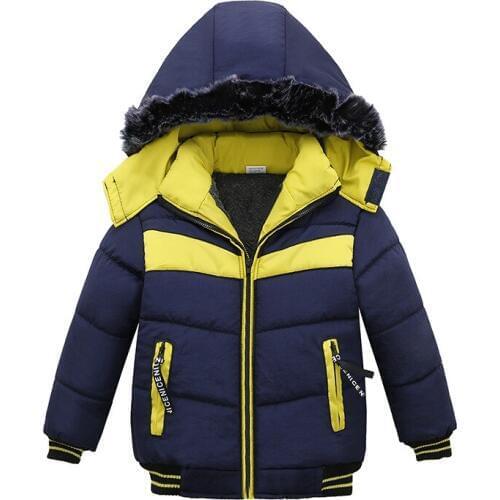 Autumn Winter Outerwear Baby Infants Boys Coats Zipper Hooded Jacket Printed first Birthday Gifts Cotton-Padded Boys Outerwear