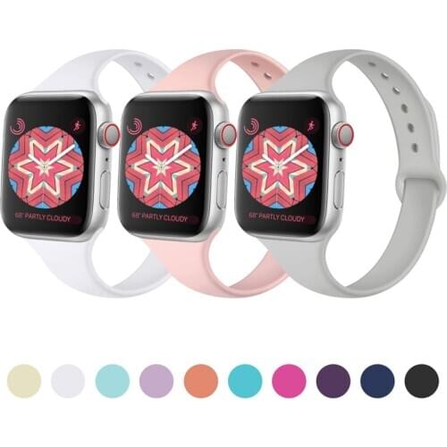 Strap for Apple watch band 44mm 40mm 38mm 42mm Silicone Slim bracelet Watchband for iWatch Apple watch 6 5 4/3/2/1/SE 40 44 mm
