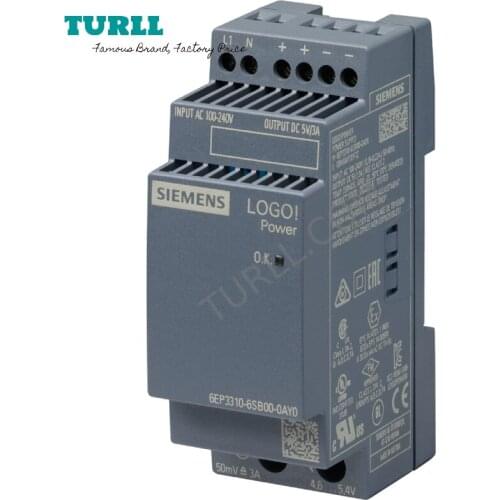 SIEMENS LOGO Stabilized Power Supply Input: 100-240 AC 110-300 85 264 Output: 5 V DC / 3 A 6.3 A 6EP3310-6SB00-0AY0 6EP3311