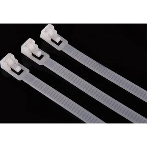 100Pcs White Nylon Plastic Releasable Reusable Cable Tie Zip Wraps Ties Wire 150x8mm/200x8mm/300x8mm for Binding Cable