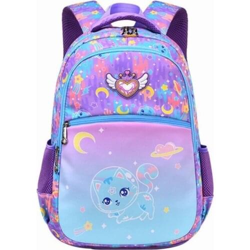 POOLOOS Elementary School Bags For Girls Cute Cat Bookbag Girl School Backpack Pencil Bag Student Waterproof Backpack Girl Gift