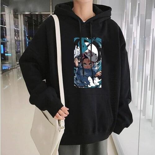 Japanese Anime Demon Slayer Kamado Tanjirou Print Hoodies Streetwear Men Harajuku Cartoon Graphic Pullover Male Hoodies