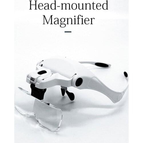 Magnifying Glasses LED Light Lamp Head Loupe Jeweler Headband Magnifier Eye Glasses Optical Glass Tool Repair Reading Magnifier