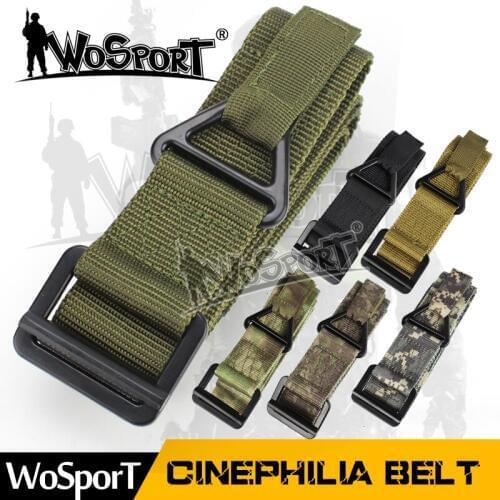 Wosport adjustable tactical belt army for man airsoft Military Equipment jeans Casual Nylon elastic black belt long waist belt