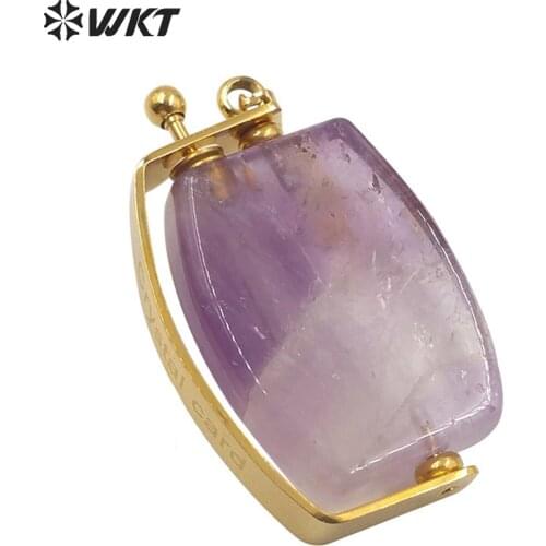 WT-P1504 WKT Natural Stone Pendant Whirling Perfume Bottle Made Of Stone Fashion Perfume Bottle Pendant Jewelry Gift For Lady