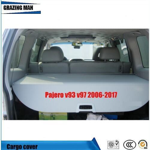For Pajero V93 V97 2006-2017 NylonPolyester Rear Trunk Security Shield Cargo Cover High Qualit Auto Accessories Black Beige Grey