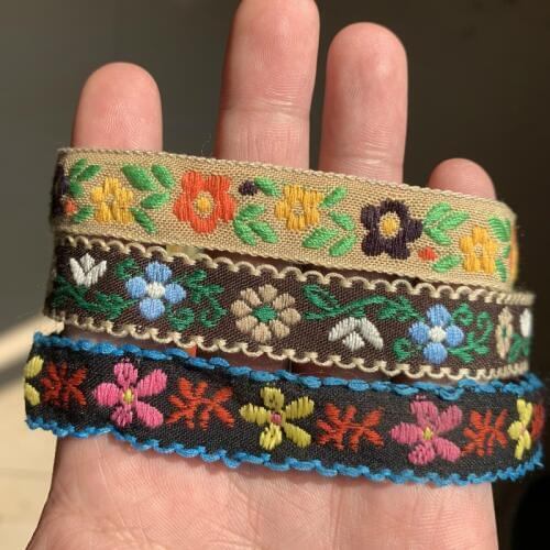 3YARD 5/8 INCH 15mm Khaki Flowers Handmade Jacquard Ribbon Lace Hand-made Hair Clip Accessories MJZD19120606