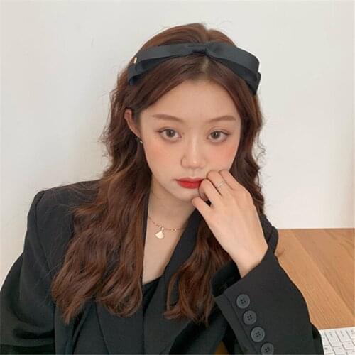 2021 Fashion Large Double Bow Bezel Headwear Women Headband Girls Vintage Bow Hair Bands Wide Hairband for Hair Accessories