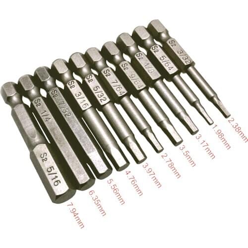 10pcs Magnetic Hexagon Screwdriver Bit 1/4 Inch Hex Shank Screw Drivers Allen Wrench Drill Set