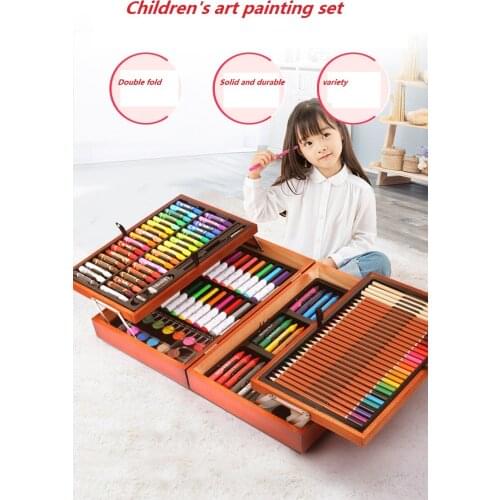 132 Wooden Box Childrens Watercolor Painting Tools gift Box Set