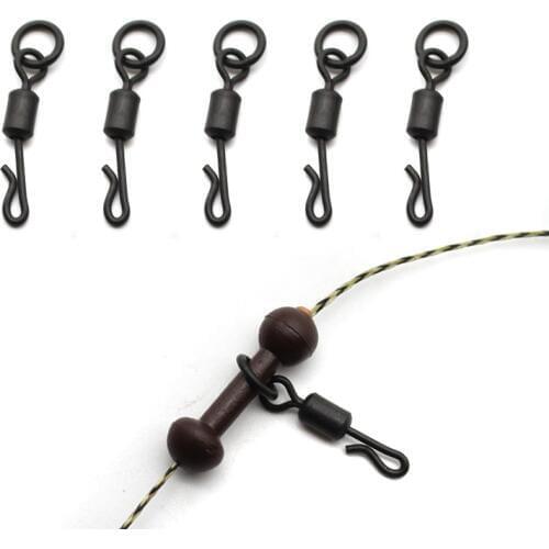 20PCS Carp Fishing Rolling Quick Change Swivels With Solid Ring Carp Rigs Long Body Q-shaped Swing Snap Carp Fishing Accessories