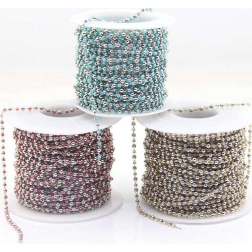 5Metre Silvers Plated Brass Wire Wrapped Miyuki Delica beads Rosary Chain,11/0 Round Small Japanese seed beaded Chains Necklaces