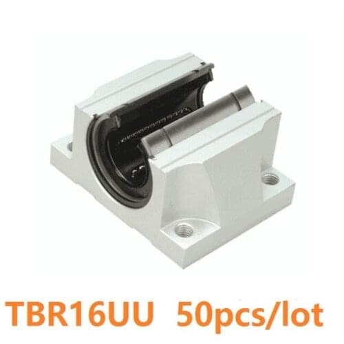 50pcs/lot TBR16 UU TBR16UU Linear Ball Bearings Slide Unit Support Block open type for CNC router
